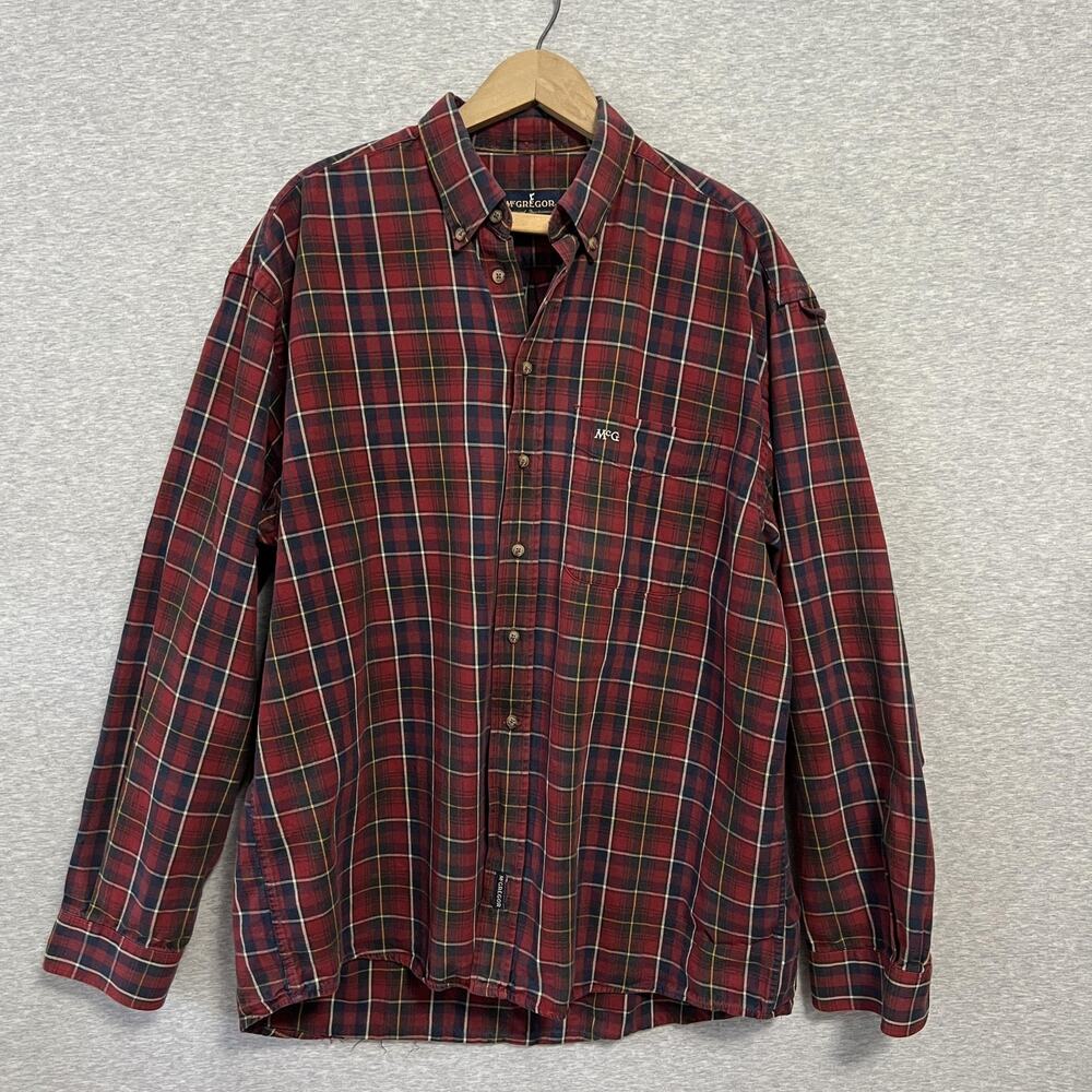 Vintage McGregor Shirt Mens Large Red Tartan Plaid Workwear Gorp Grunge Casual‎